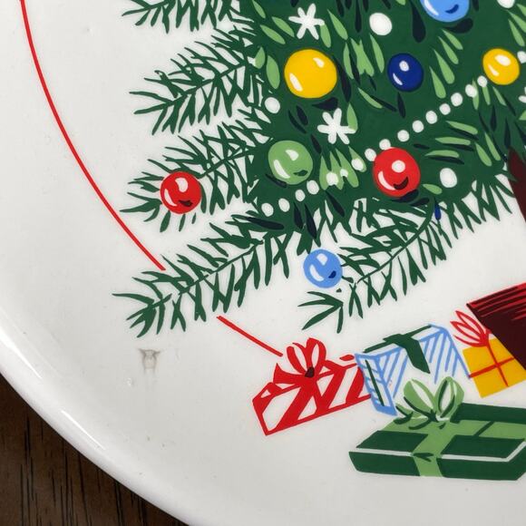 Vintage Christmas Trivet Ceramic Reversible Porcelain Holiday Saltera Himark Box - Picture 9 of 10